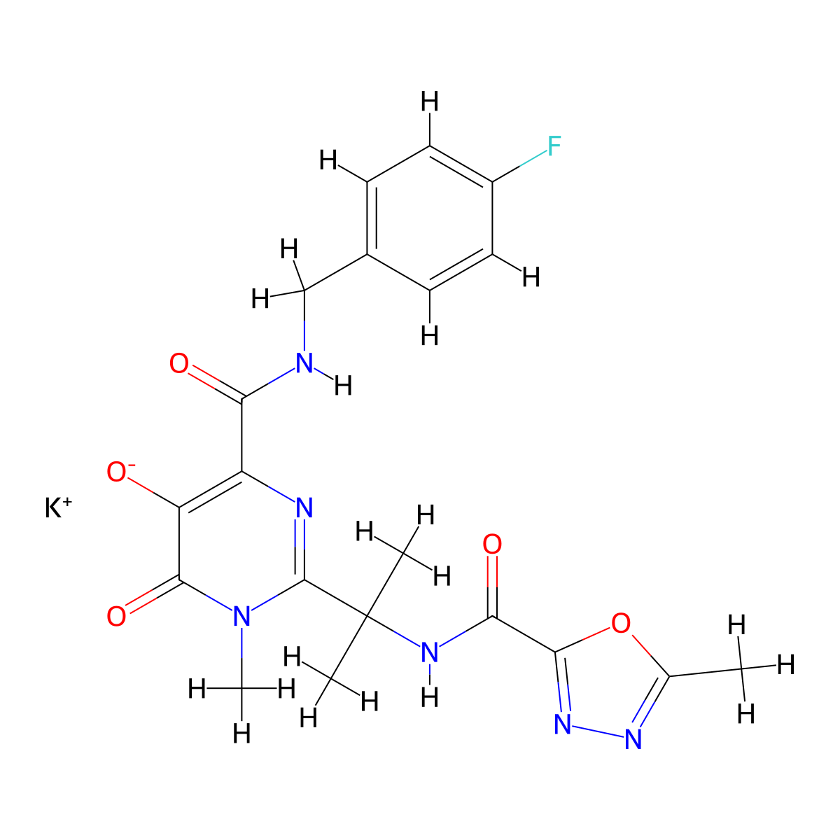 Raltegravir Potassium molecular structure, CAS 871038-72-1