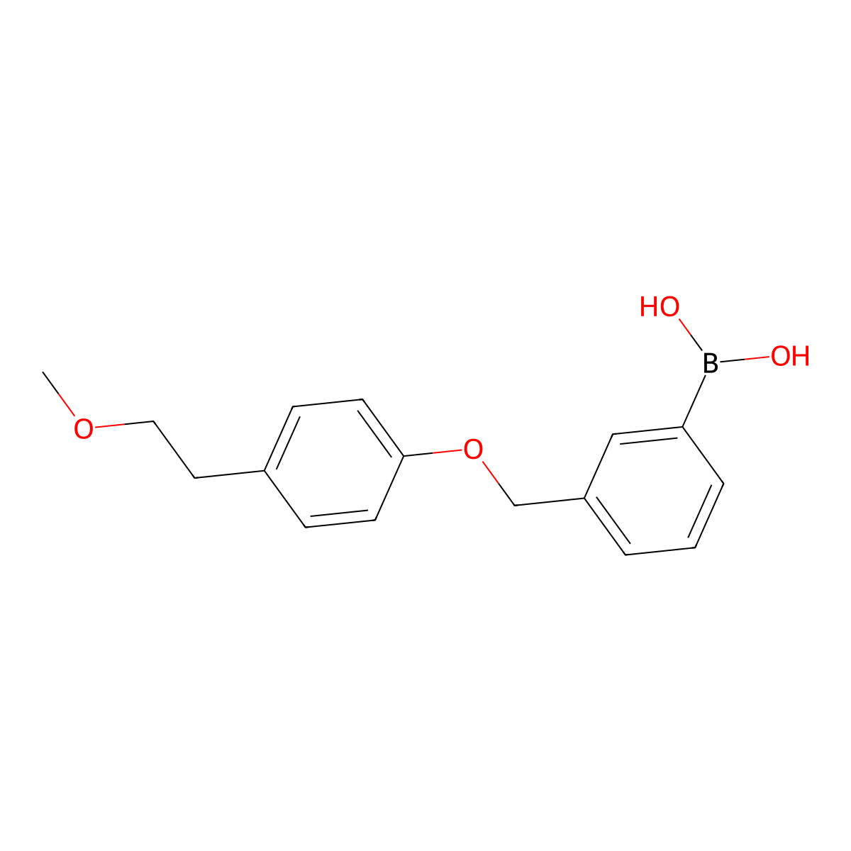 (3-((4-(2-Methoxyethyl)phenoxy)methyl)phenyl)boronic acid molecular structure, CAS 871126-26-0