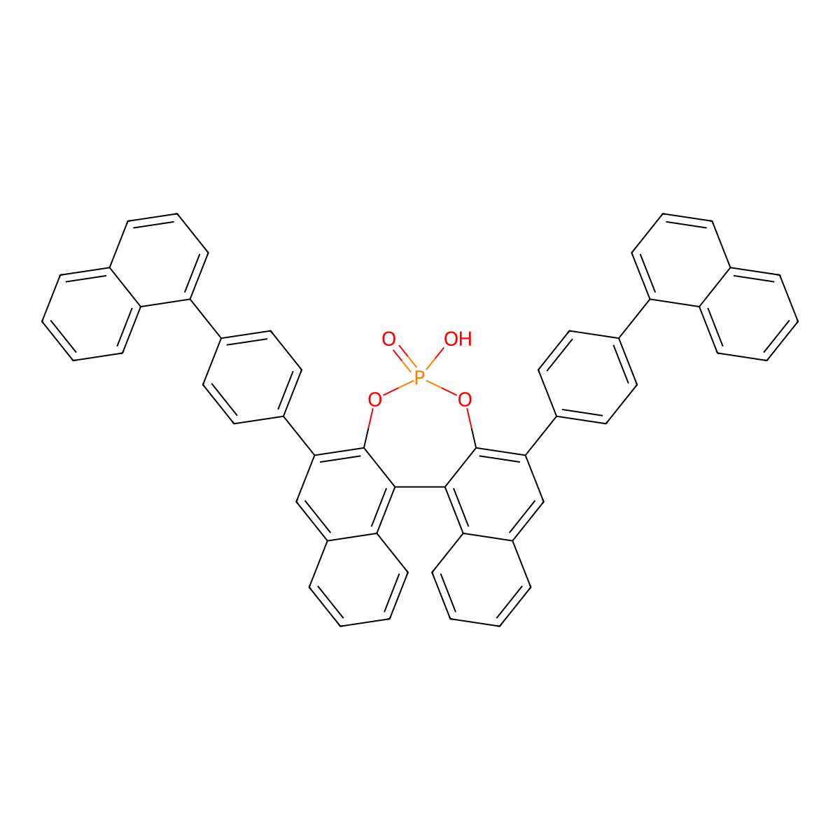 (S)-3,3'-Bis[4-(1-naphthalenyl)phenyl]-1,1'-binaphthyl-2,2'-diyl Hydrogenphosphate molecular structure, CAS 871130-16-4