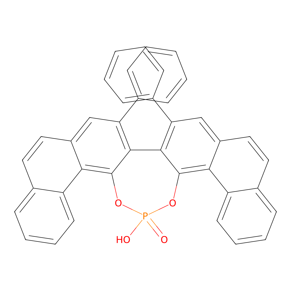 (8aS)-18-Hydroxy-8,9-diphenyldiphenanthro[4,3-d:3',4'-f][1,3,2]dioxaphosphepine 18-oxide , (S)-VAPOL hydrogenphosphate molecular structure, CAS 871130-17-5