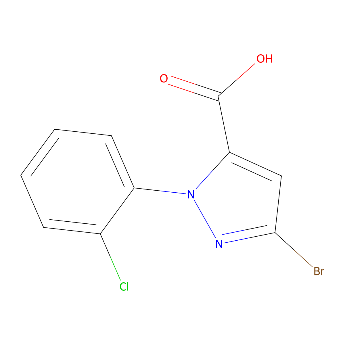 3-Bromo-1-(2-chlorophenyl)-1H-pyrazole-5-carboxylic acid molecular structure, CAS 871239-17-7