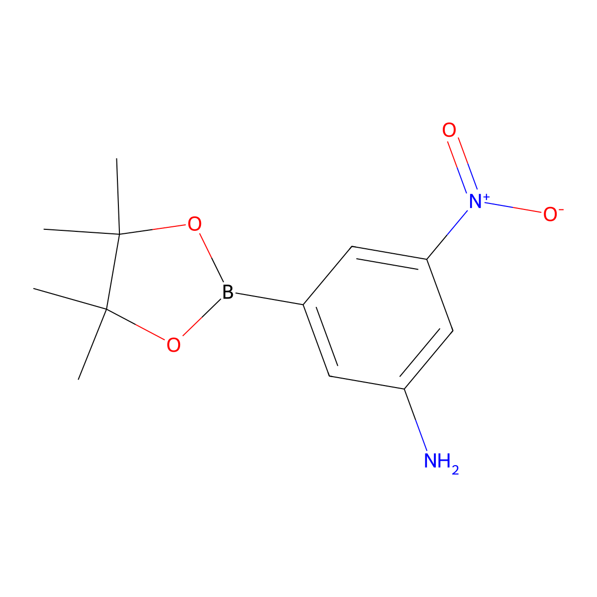 3-Nitro-5-(4,4,5,5-tetramethyl-1,3,2-dioxaborolan-2-yl)aniline molecular structure, CAS 871329-51-0