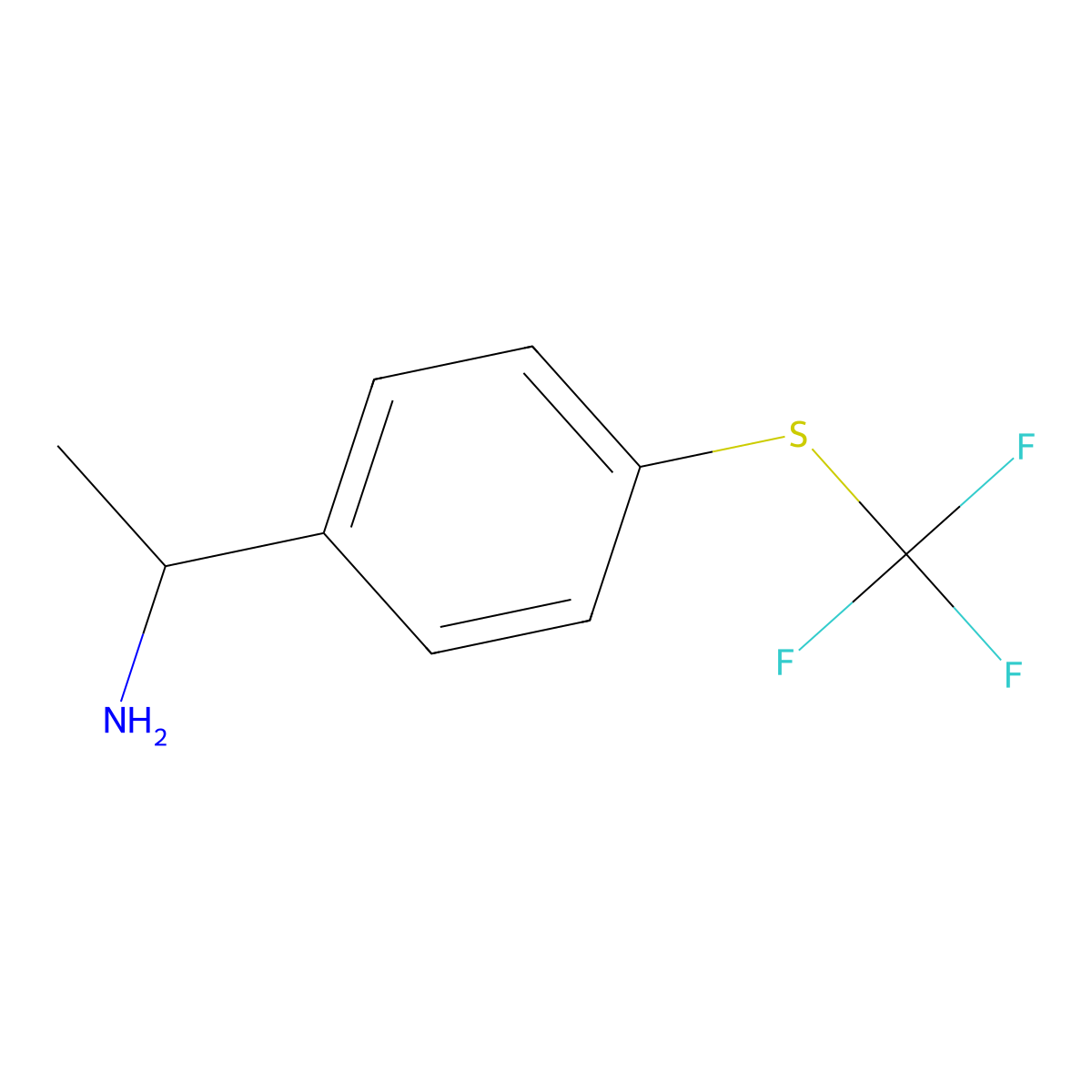 1-(4-[(Trifluoromethyl)sulfanyl]phenyl)ethan-1-amine molecular structure, CAS 871519-25-4