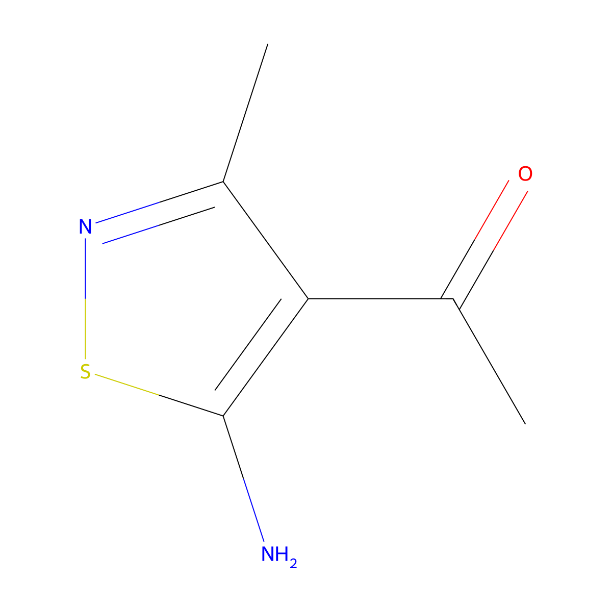 1-(5-Amino-3-methyl-1,2-thiazol-4-yl)ethan-1-one molecular structure, CAS 871673-30-2