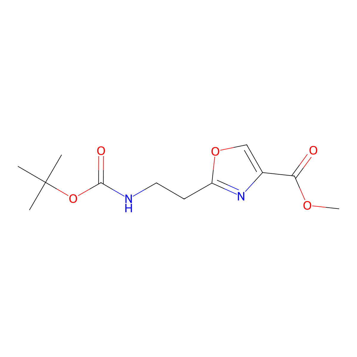 Methyl 2-(2-((tert-butoxycarbonyl)amino)ethyl)oxazole-4-carboxylate molecular structure, CAS 871726-03-3