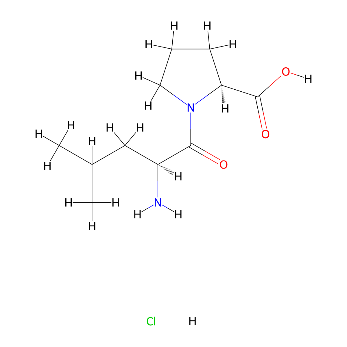 (S)-1-((S)-2-Amino-4-methylpentanoyl)pyrrolidine-2-carboxylic acid hydrochloride molecular structure, CAS 87178-63-0