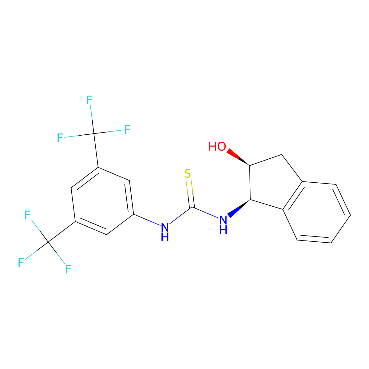 1-(3,5-Bis(trifluoromethyl)phenyl)-3-((1R,2S)-2-hydroxy-2,3-dihydro-1H-inden-1-yl)thiourea molecular structure, CAS 871828-95-4