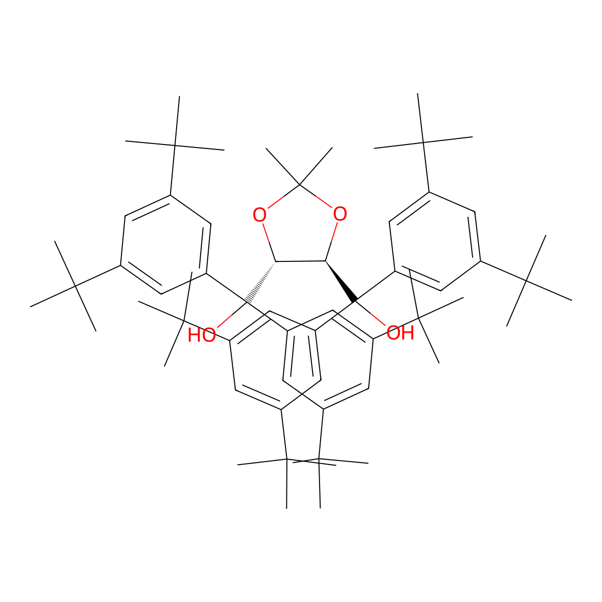 ((4R,5R)-2,2-Dimethyl-1,3-dioxolane-4,5-diyl)bis(bis(3,5-di-tert-butylphenyl)methanol) molecular structure, CAS 871945-77-6