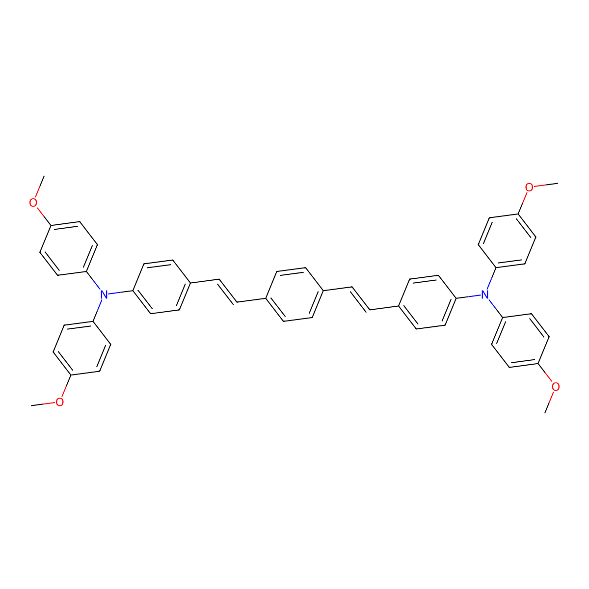 (E,E)-1,4-Bis[4-[bis(4-methoxyphenyl)amino]styryl]benzene molecular structure, CAS 872466-50-7