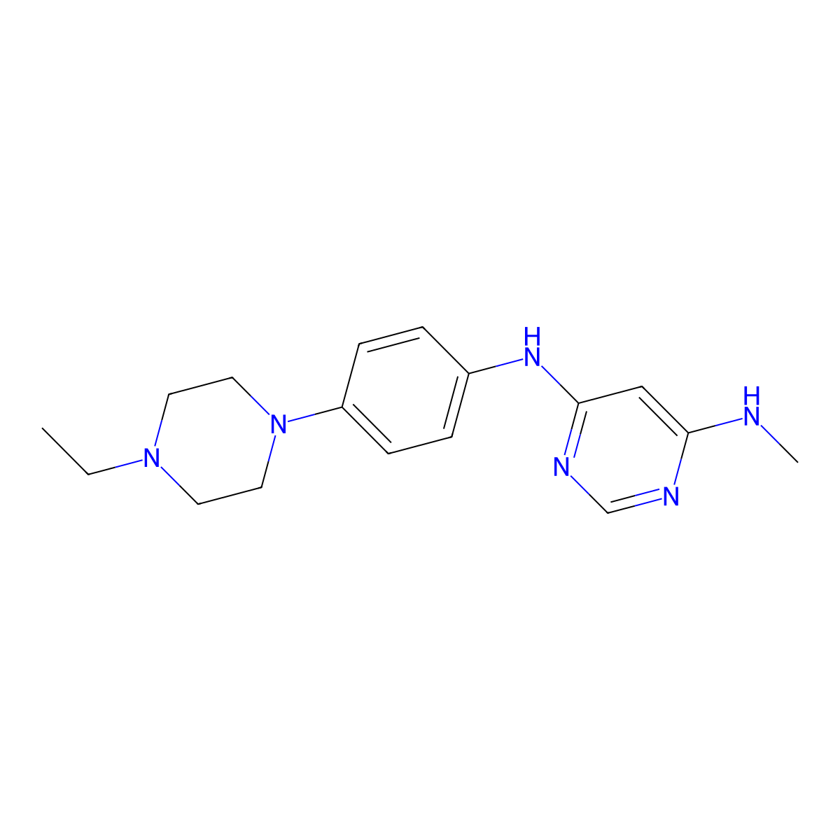 N4-(4-(4-Ethyl-1-piperazinyl)phenyl)-N6-methyl-4,6-pyrimidinediamine molecular structure, CAS 872511-35-8