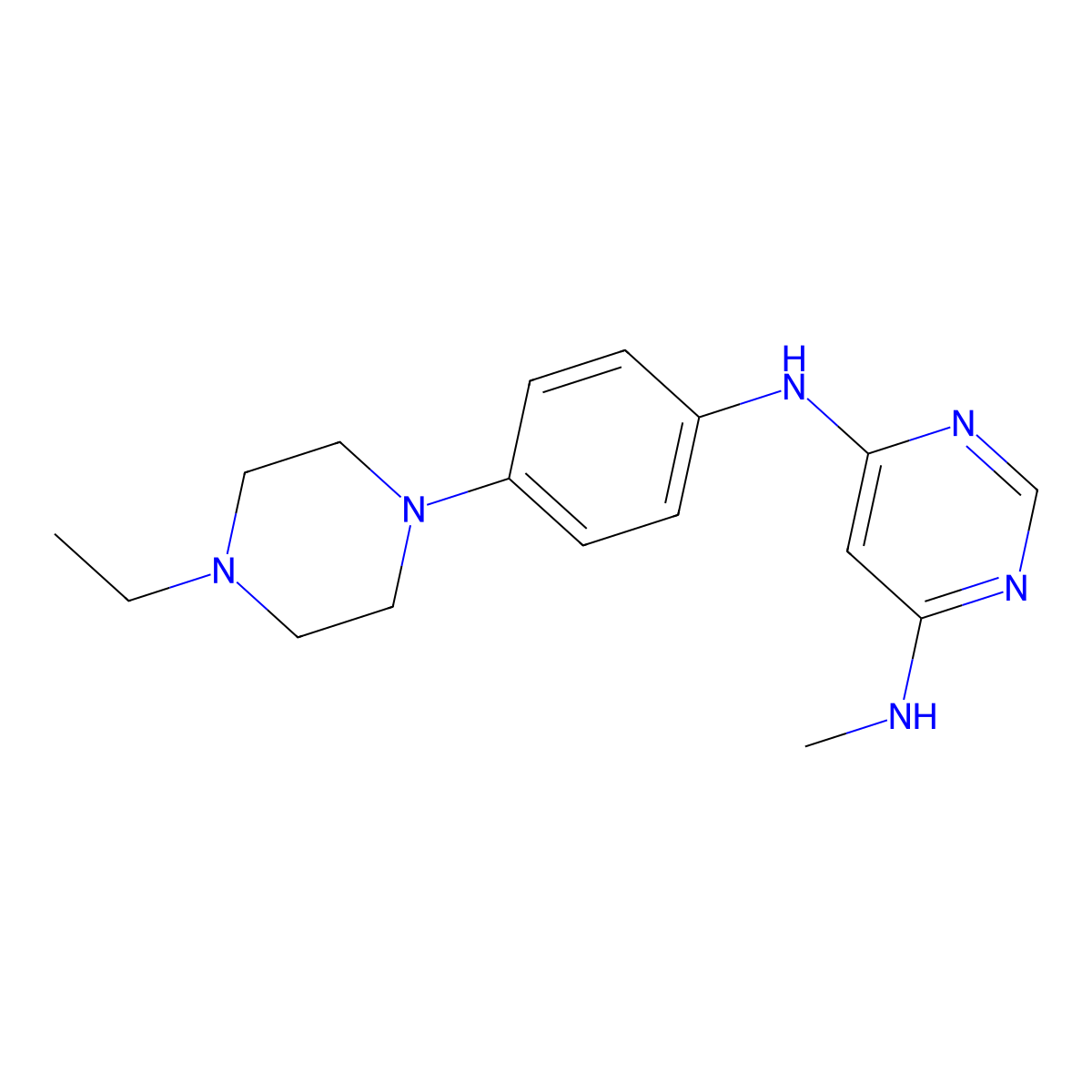 N4-(4-(4-Ethyl-1-piperazinyl)phenyl)-N6-methyl-4,6-pyrimidinediamine molecular structure, CAS 872511-35-8