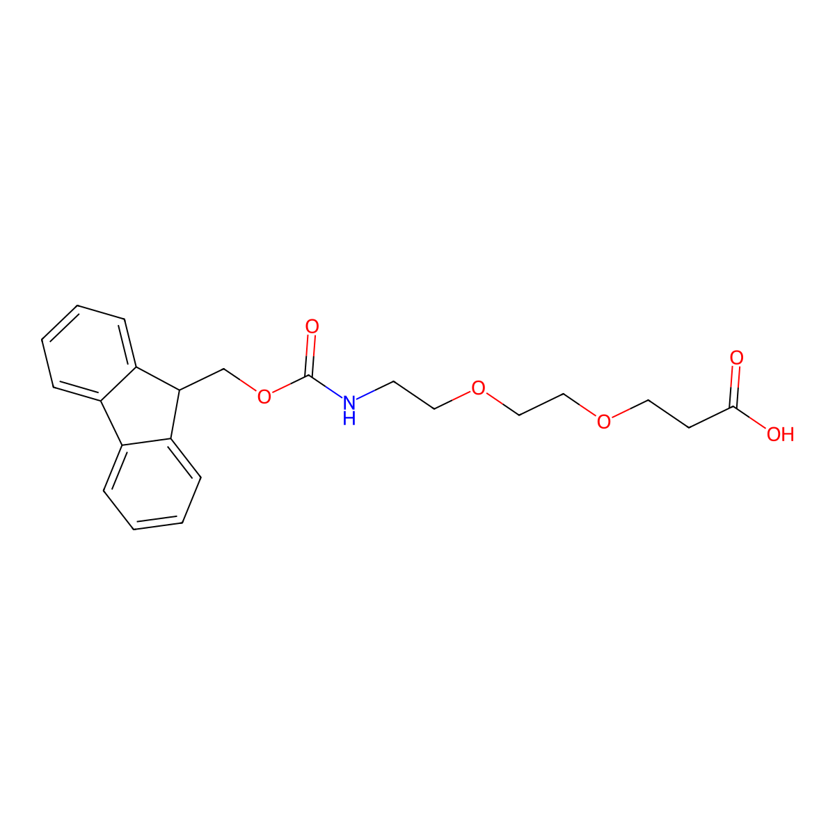 3-(2-(2-((((9H-fluoren-9-yl)methoxy)carbonyl)amino)ethoxy)ethoxy)propanoic acid molecular structure, CAS 872679-70-4