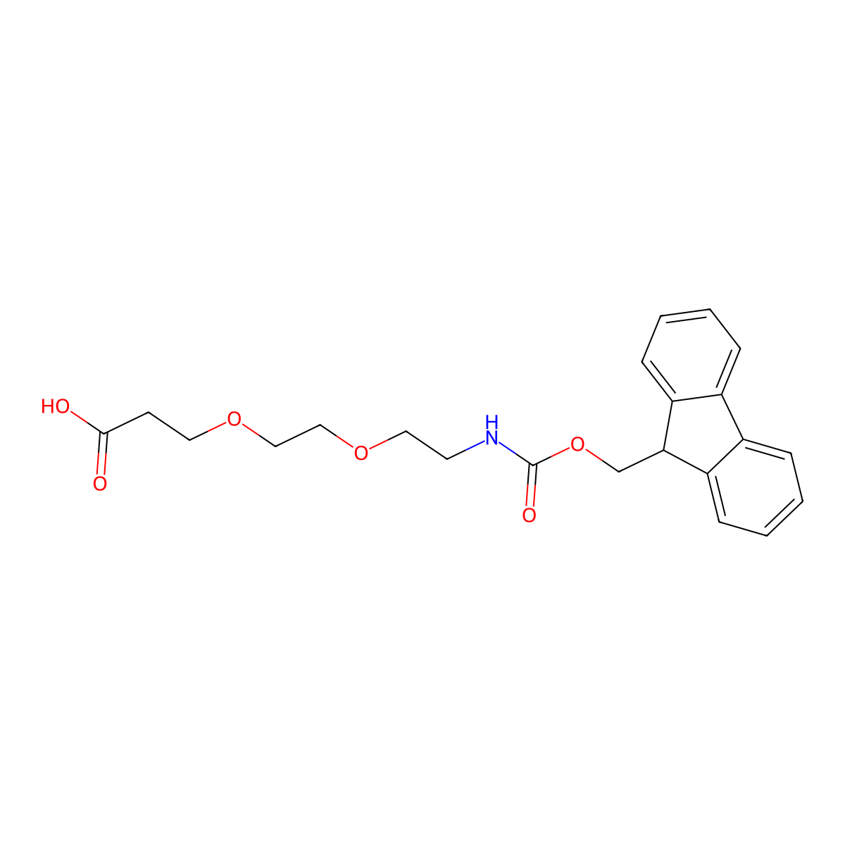 3-(2-(2-((((9H-fluoren-9-yl)methoxy)carbonyl)amino)ethoxy)ethoxy)propanoic acid molecular structure, CAS 872679-70-4