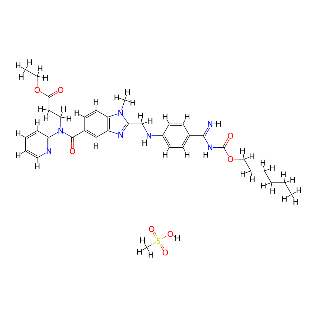 Dabigatran Etexilate Mesylate molecular structure, CAS 872728-81-9