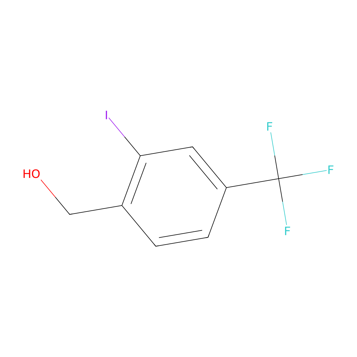(2-Iodo-4-(trifluoromethyl)phenyl)methanol molecular structure, CAS 873005-49-3
