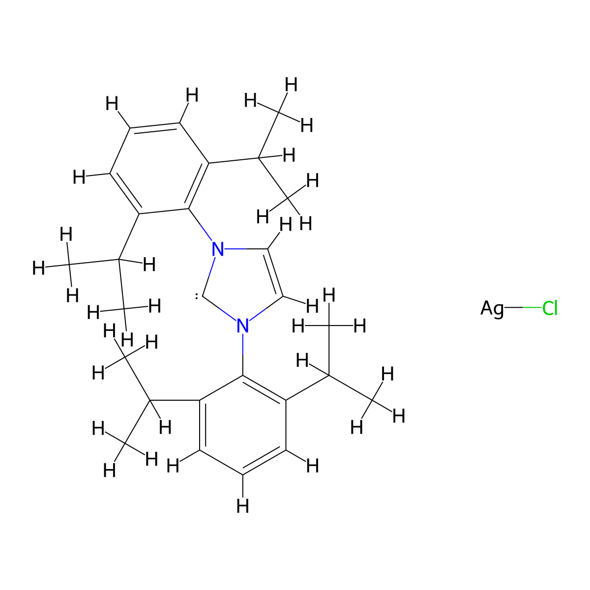 Chloro[1,3-bis(2,6-diisopropylphenyl)imidazol-2-ylidene]silver molecular structure, CAS 873297-19-9