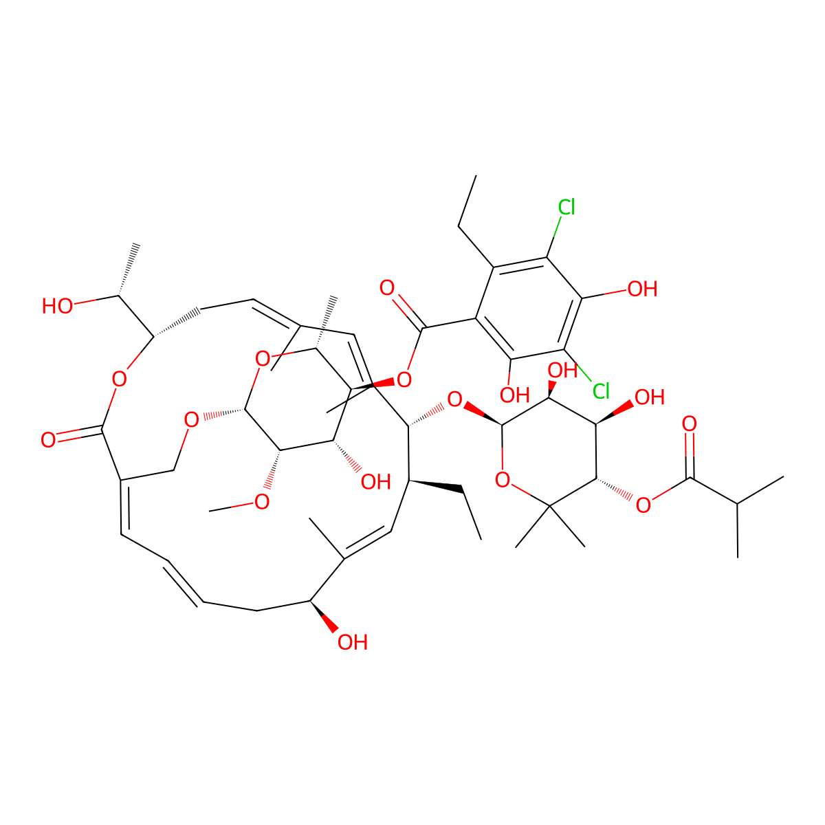 Fidaxomicin molecular structure, CAS 873857-62-6
