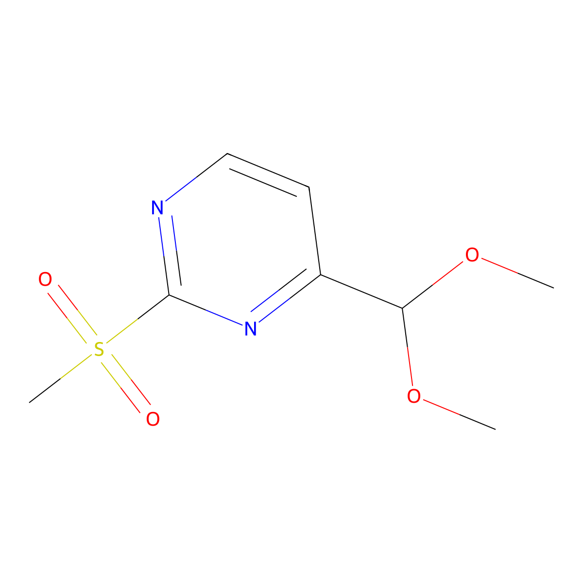 4-(Dimethoxymethyl)-2-(methylsulfonyl)pyrimidine molecular structure, CAS 874279-26-2