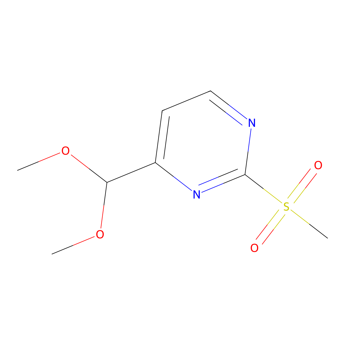 4-(Dimethoxymethyl)-2-(methylsulfonyl)pyrimidine molecular structure, CAS 874279-26-2