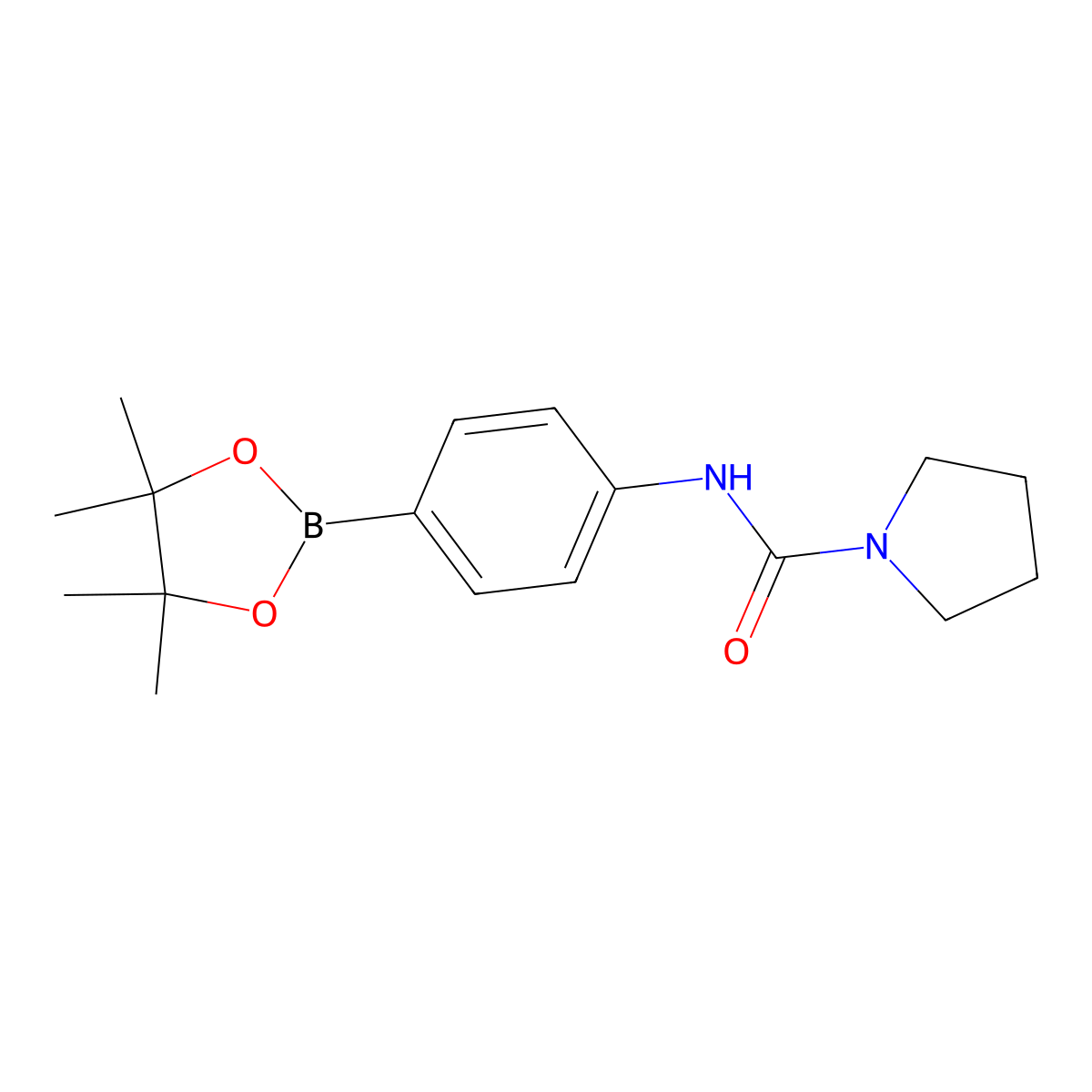 N-(4-(4,4,5,5-Tetramethyl-1,3,2-dioxaborolan-2-yl)phenyl)-1-pyrrolidinecarboxamide molecular structure, CAS 874290-95-6