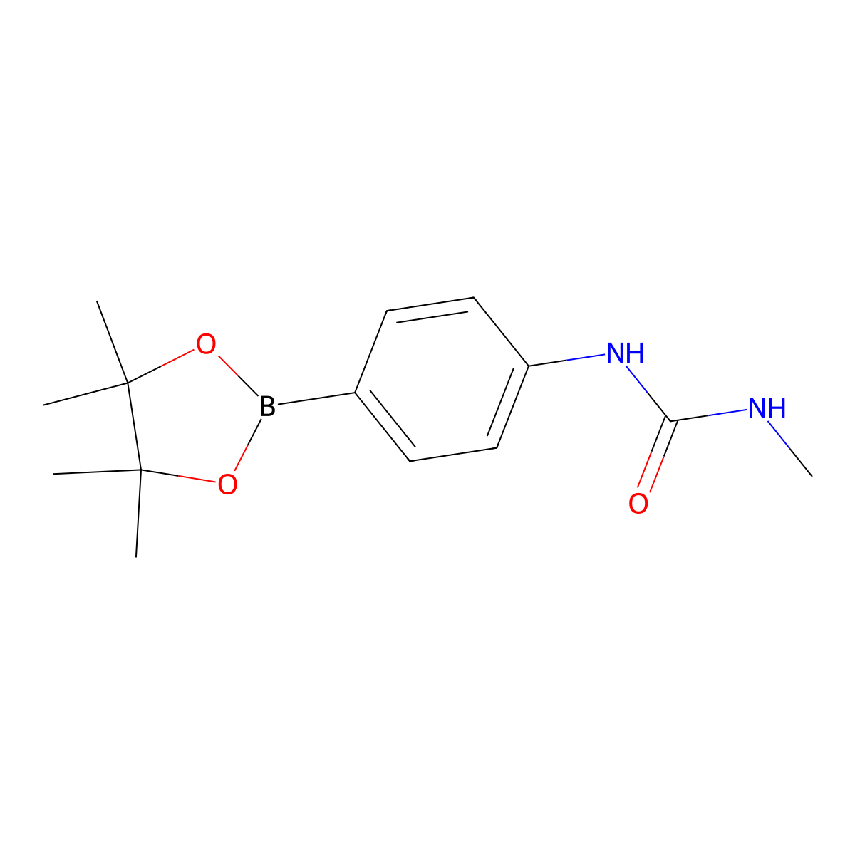 3-Methyl-1-[4-(tetramethyl-1,3,2-dioxaborolan-2-yl)phenyl]urea molecular structure, CAS 874290-99-0
