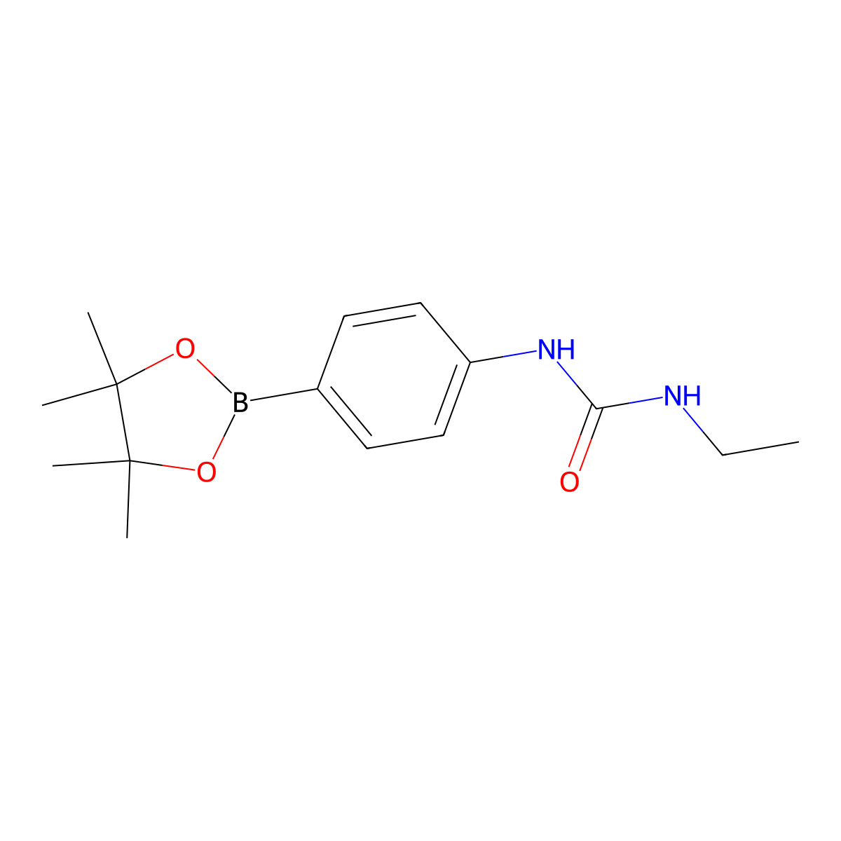 4-((Ethylcarbamoyl)amino)benzeneboronic acid, pinacol ester molecular structure, CAS 874291-00-6