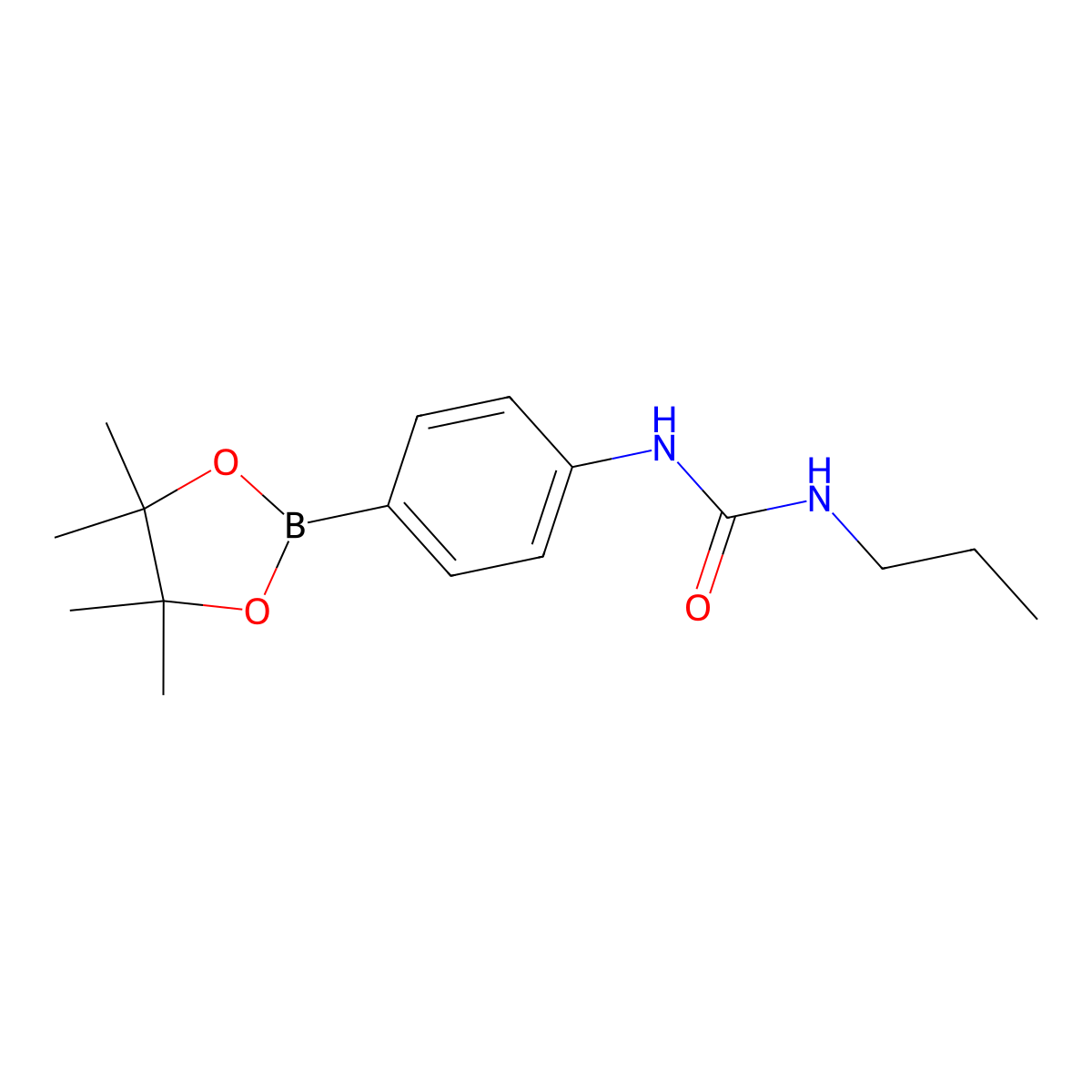 1-Propyl-3-(4-(4,4,5,5-tetramethyl-1,3,2-dioxaborolan-2-yl)phenyl)urea molecular structure, CAS 874291-01-7