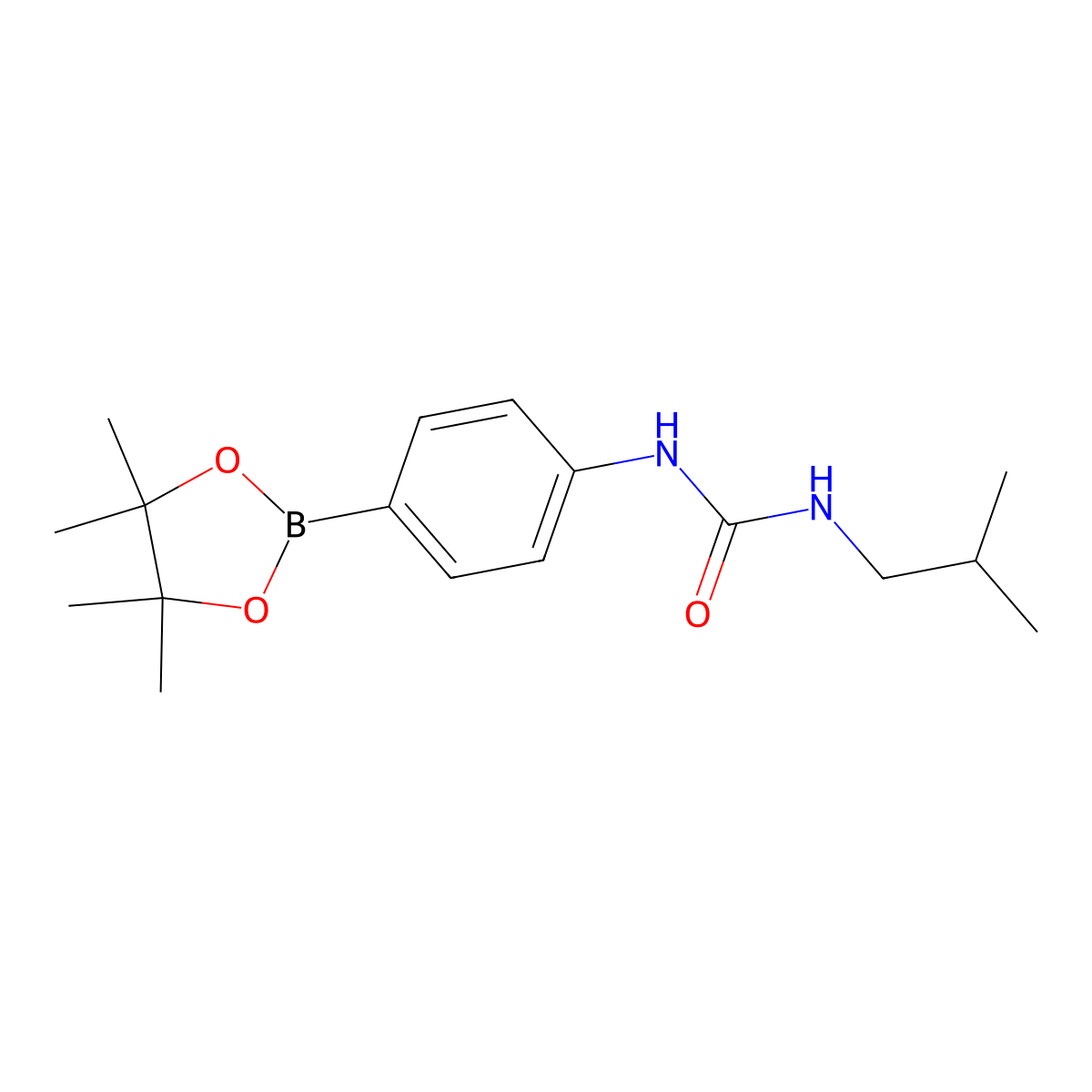 1-Isobutyl-3-(4-(4,4,5,5-tetramethyl-1,3,2-dioxaborolan-2-yl)phenyl)urea molecular structure, CAS 874291-03-9