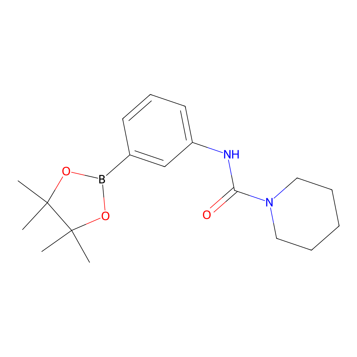 N-(3-(4,4,5,5-Tetramethyl-1,3,2-dioxaborolan-2-yl)phenyl)piperidine-1-carboxamide molecular structure, CAS 874299-01-1