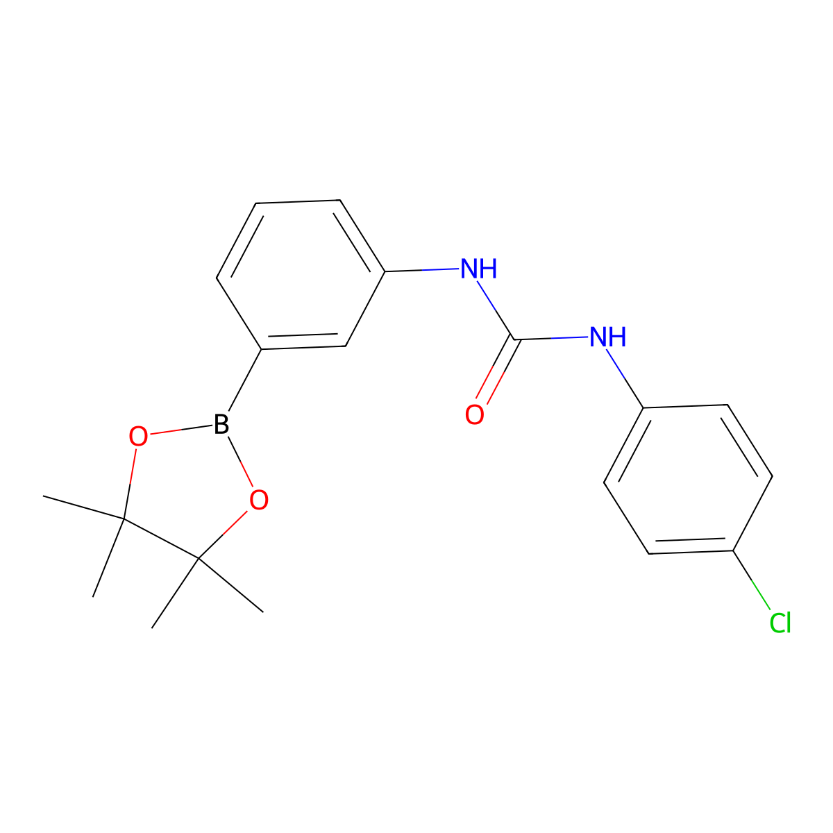 1-(4-Chlorophenyl)-3-(3-(4,4,5,5-tetramethyl-1,3,2-dioxaborolan-2-yl)phenyl)urea molecular structure, CAS 874302-00-8