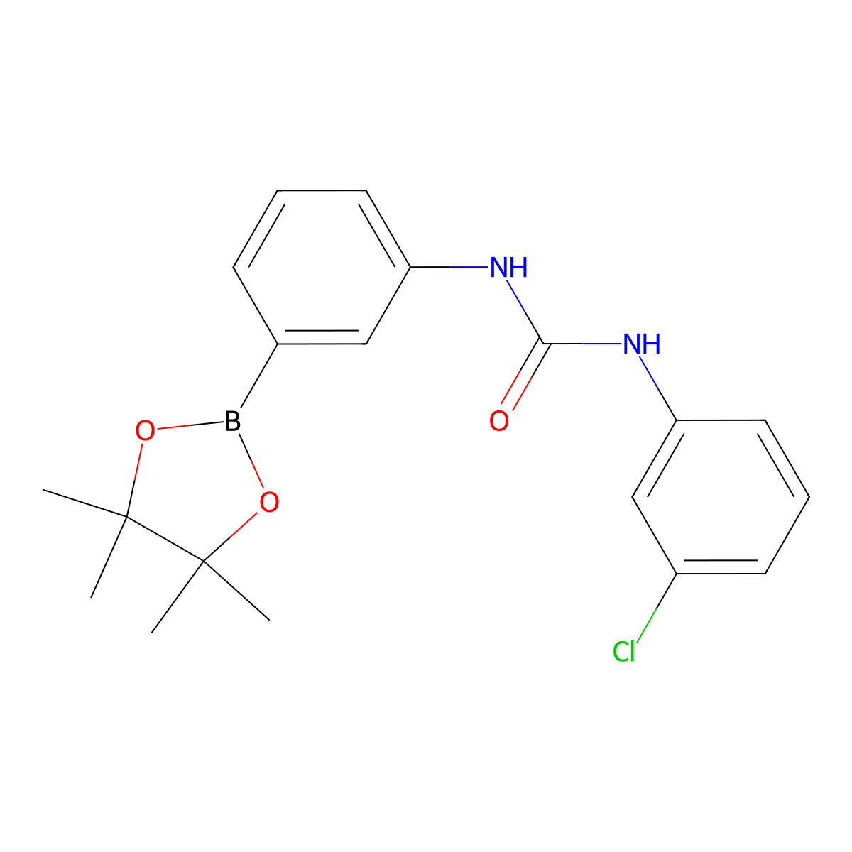 1-(3-Chlorophenyl)-3-(3-(4,4,5,5-tetramethyl-1,3,2-dioxaborolan-2-yl)phenyl)urea molecular structure, CAS 874302-01-9