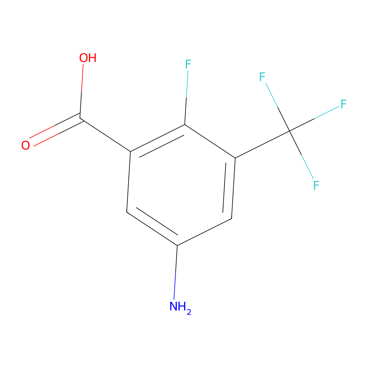 5-Amino-2-fluoro-3-(trifluoromethyl)benzoic acid molecular structure, CAS 874838-43-4