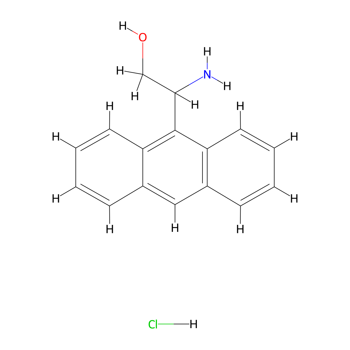 2-Amino-2-(anthracen-9-yl)ethan-1-ol hydrochloride molecular structure, CAS 874912-76-2
