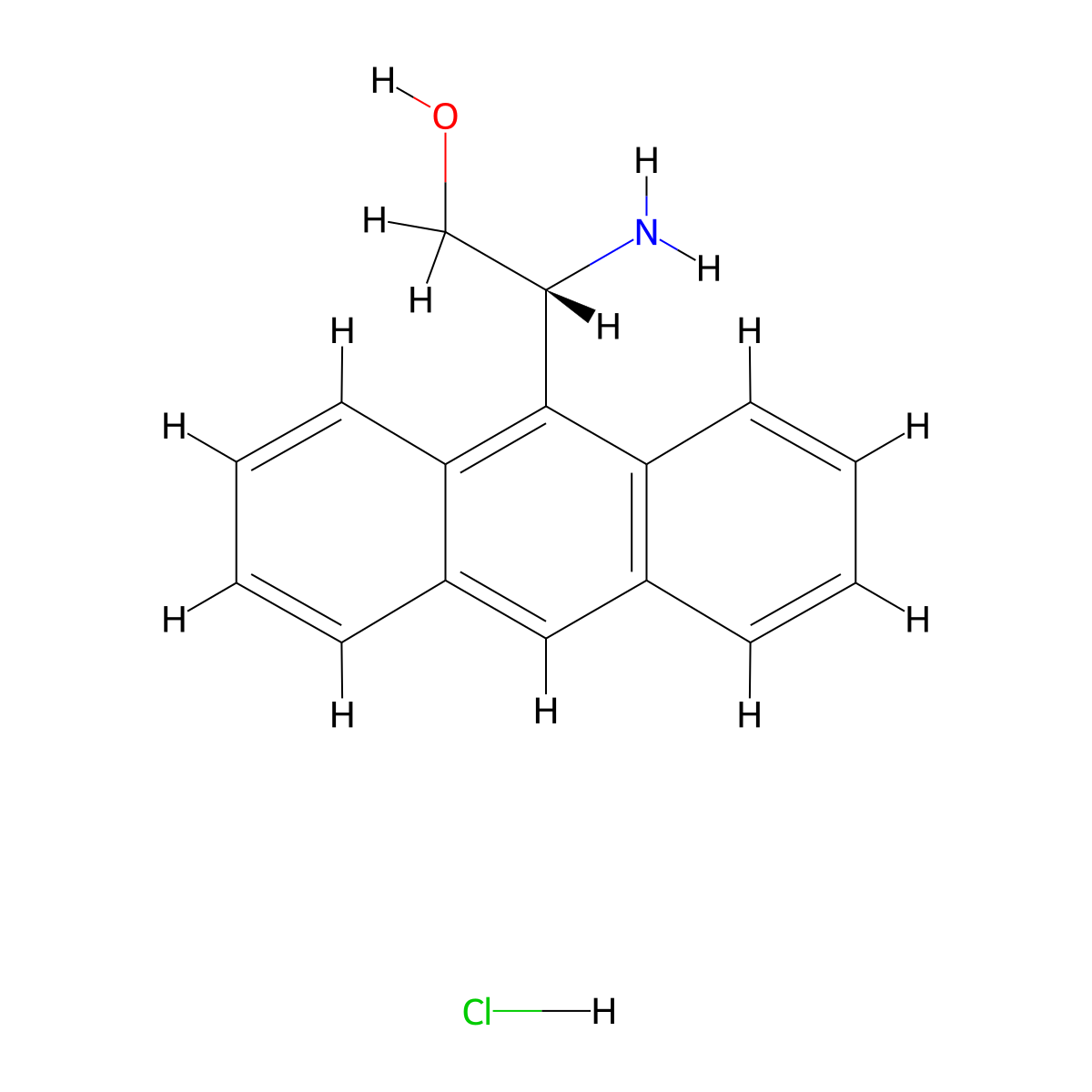 (R)-2-Amino-2-(anthracen-9-yl)ethan-1-ol hydrochloride molecular structure, CAS 874912-78-4
