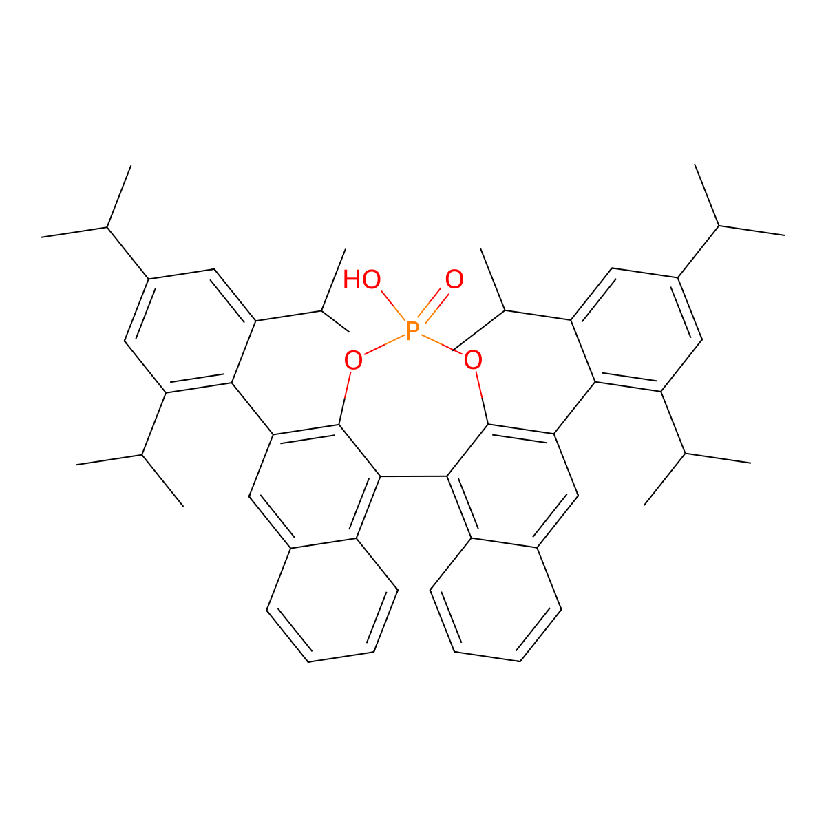 (11bS)-4-Hydroxy-2,6-bis(2,4,6-triisopropylphenyl)dinaphtho[2,1-d:1',2'-f][1,3,2]dioxaphosphepine 4-oxide , (S)-TRIP molecular structure, CAS 874948-63-7