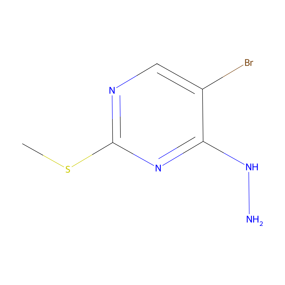 5-Bromo-4-hydrazinyl-2-(methylthio)pyrimidine molecular structure, CAS 875-96-7
