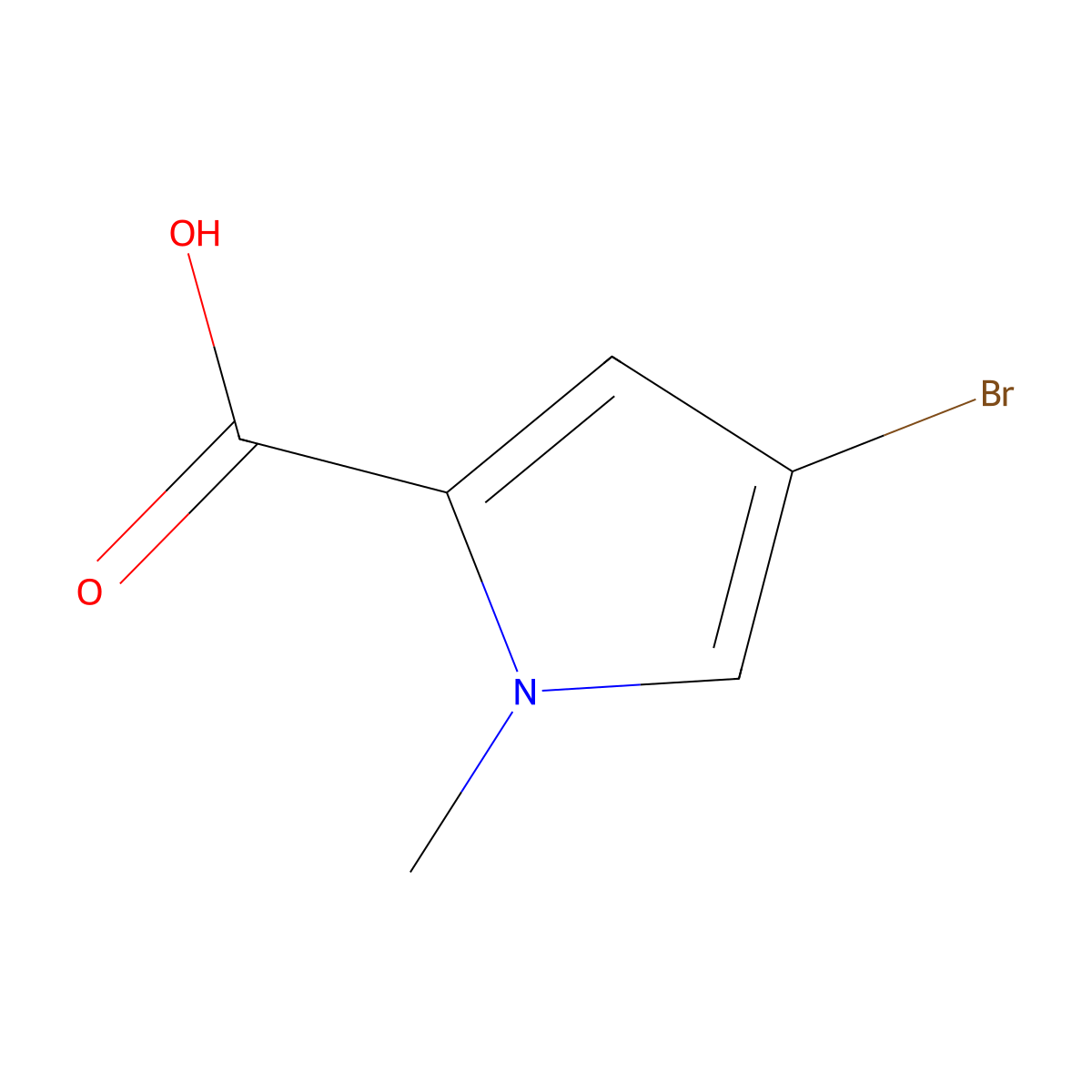4-bromo-1-methyl-1H-pyrrole-2-carboxylic acid molecular structure, CAS 875160-43-3
