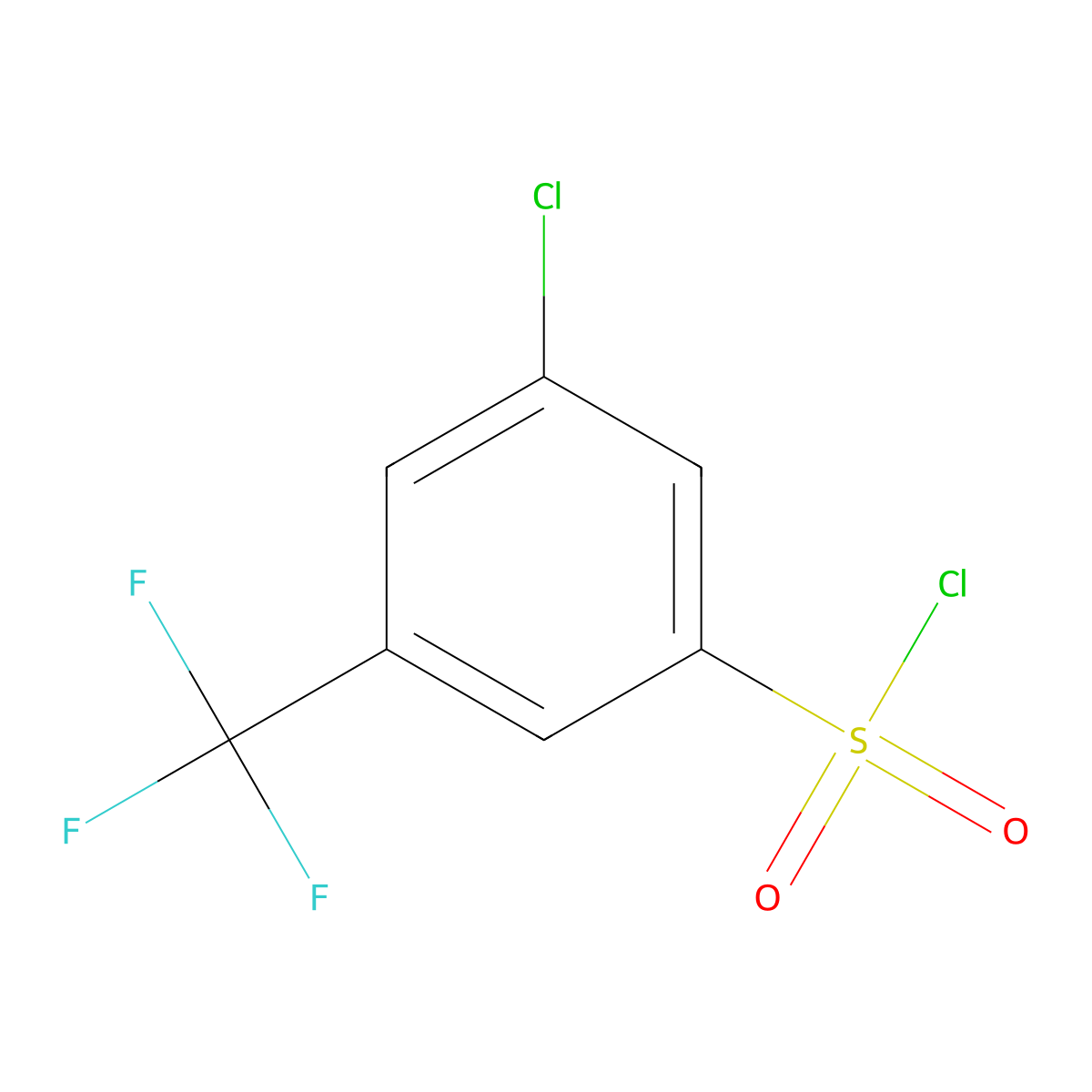3-Chloro-5-(trifluoromethyl)benzene-1-sulfonyl chloride molecular structure, CAS 875167-01-4