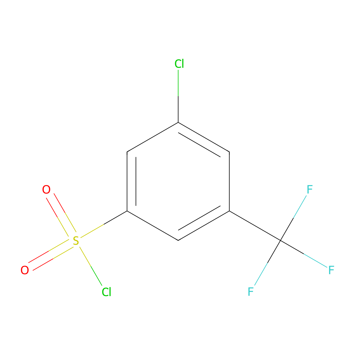 3-Chloro-5-(trifluoromethyl)benzene-1-sulfonyl chloride molecular structure, CAS 875167-01-4