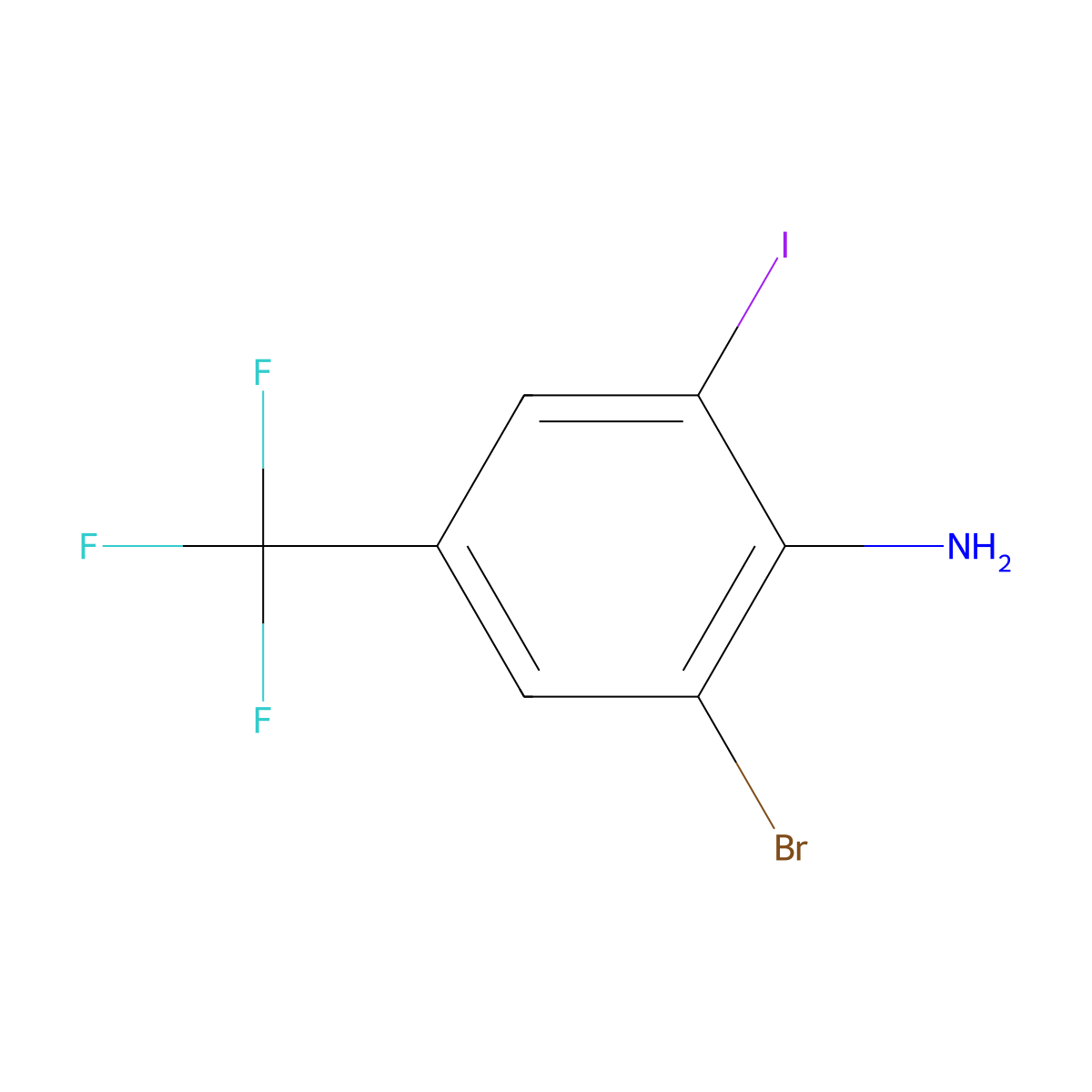2-Bromo-6-iodo-4-(trifluoromethyl)aniline molecular structure, CAS 875306-20-0