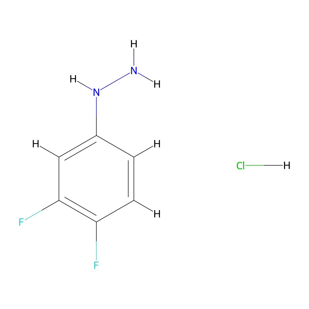 (3,4-Difluorophenyl)hydrazine hydrochloride molecular structure, CAS 875664-54-3