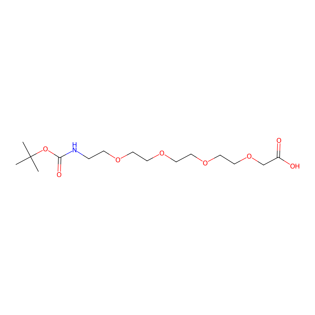 14-(((Tert-butoxy)carbonyl)amino)-3,6,9,12-tetraoxatetradecanoic acid molecular structure, CAS 876345-13-0