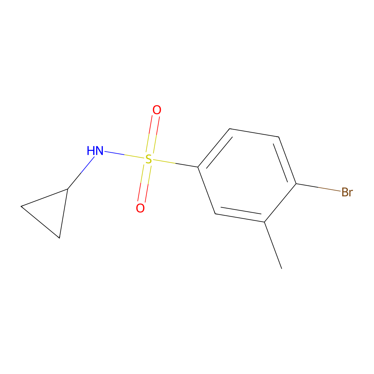 4-bromo-N-cyclopropyl-3-methylbenzenesulfonamide molecular structure, CAS 876875-59-1