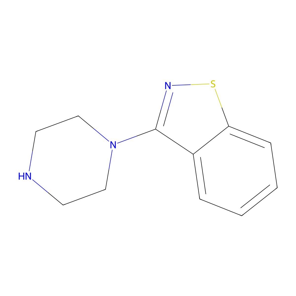3-(1-Piperazinyl)-1,2-benzisothiazole molecular structure, CAS 87691-87-0