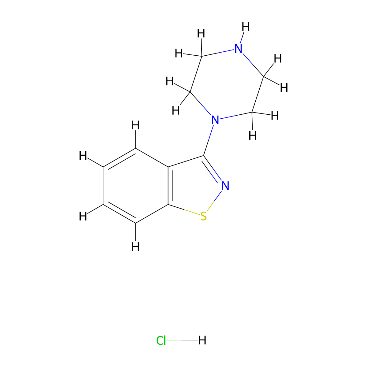 3-(1-Piperazinyl)-1,2-benzisothiazole monohydrochloride molecular structure, CAS 87691-88-1