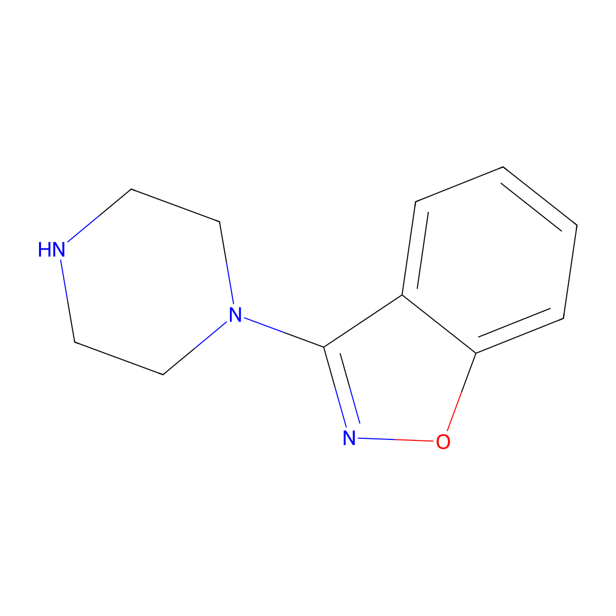 3-(Piperazin-1-yl)-1,2-benzoxazole molecular structure, CAS 87691-89-2