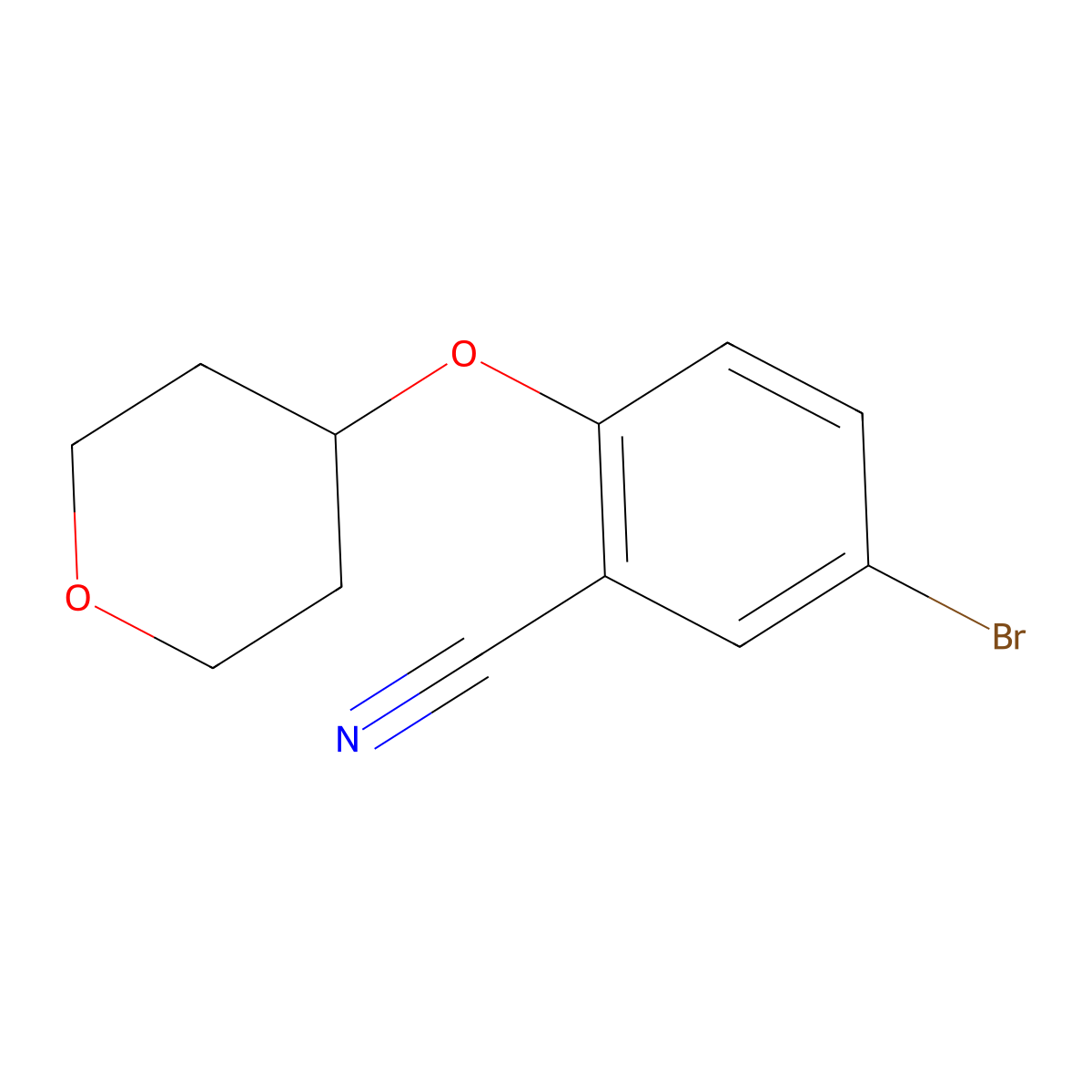 5-Bromo-2-((tetrahydro-2H-pyran-4-yl)oxy)benzonitrile molecular structure, CAS 876918-62-6