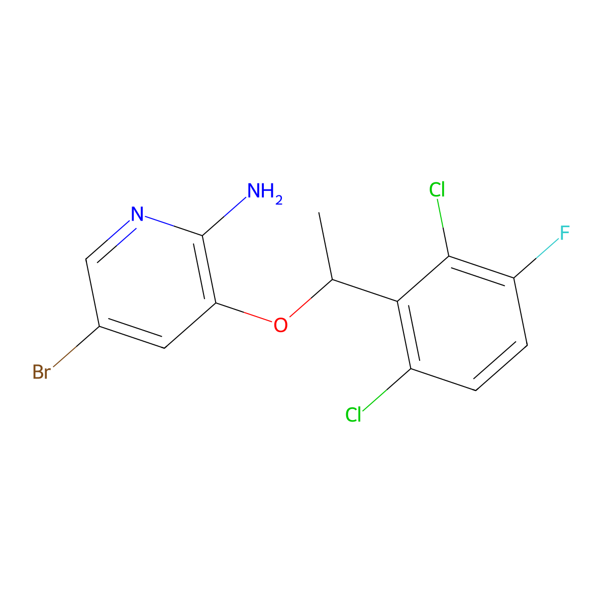 (R)-5-bromo-3-(1-(2,6-dichloro-3-fluorophenyl)ethoxy)pyridin-2-amine molecular structure, CAS 877399-00-3