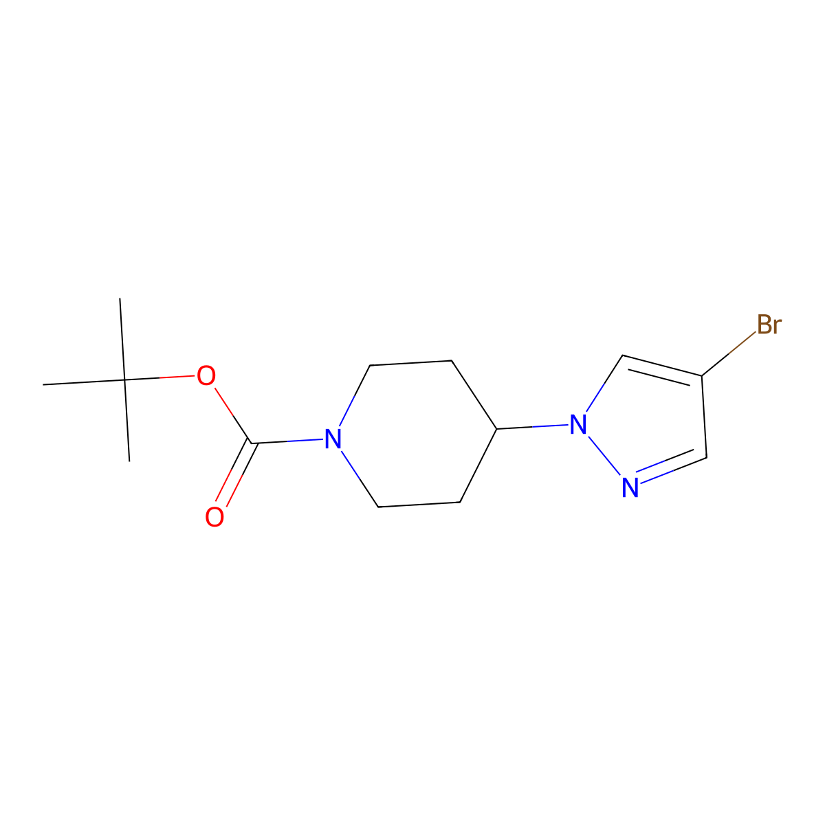 tert-Butyl 4-(4-bromo-1H-pyrazol-1-yl)piperidine-1-carboxylate molecular structure, CAS 877399-50-3