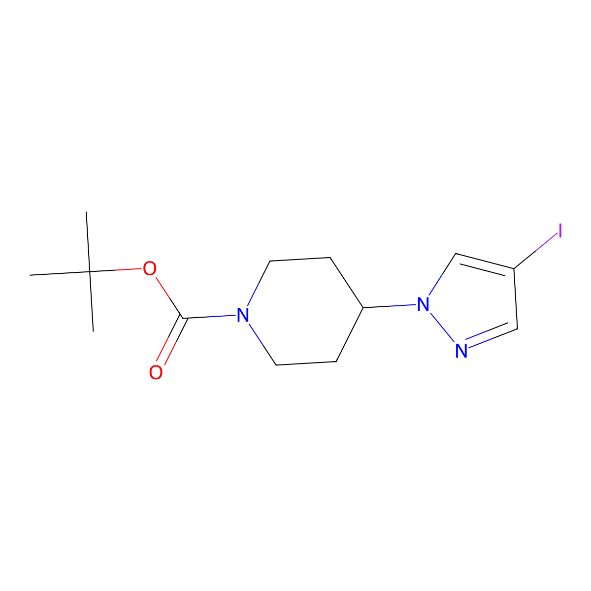 tert-Butyl 4-(4-iodo-1H-pyrazol-1-yl)piperidine-1-carboxylate molecular structure, CAS 877399-73-0